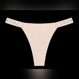 Beige Thong with Rhinestone Detail sport string slips t-back brillant
